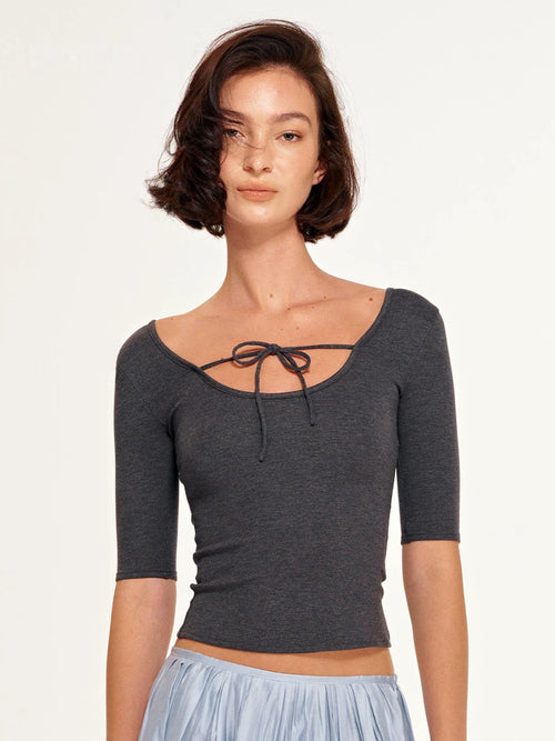 2AM POETRY Fitted Ribbed Long-Sleeve Top