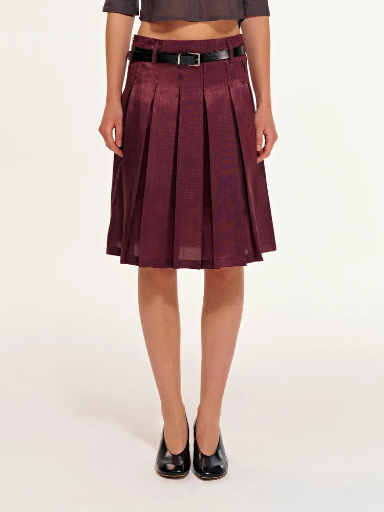 2AM POETRY Belted Pleated Midi Skirt