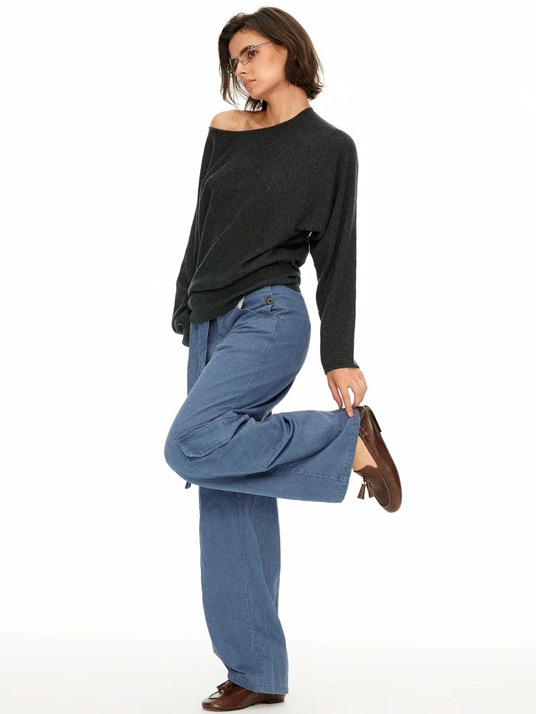 D.PERCENT Asymmetric Off-Shoulder Knit Top