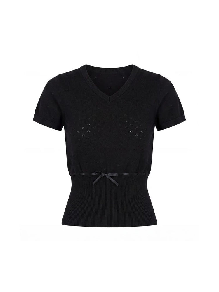 2AM POETRY Fitted Short-Sleeve Knit Top
