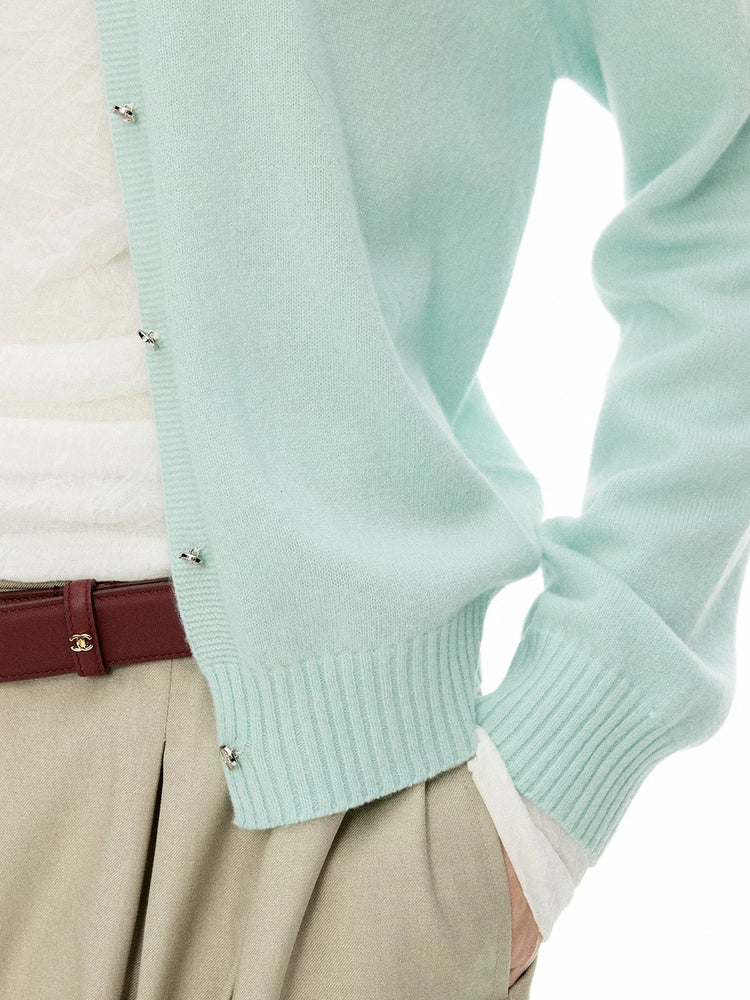 D.PERCENT Fine-Knit Button Cardigan