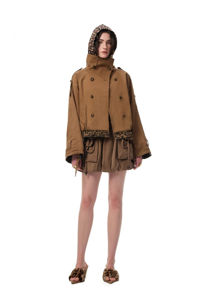SHROENRO Cargo Bubble Mini Skirt