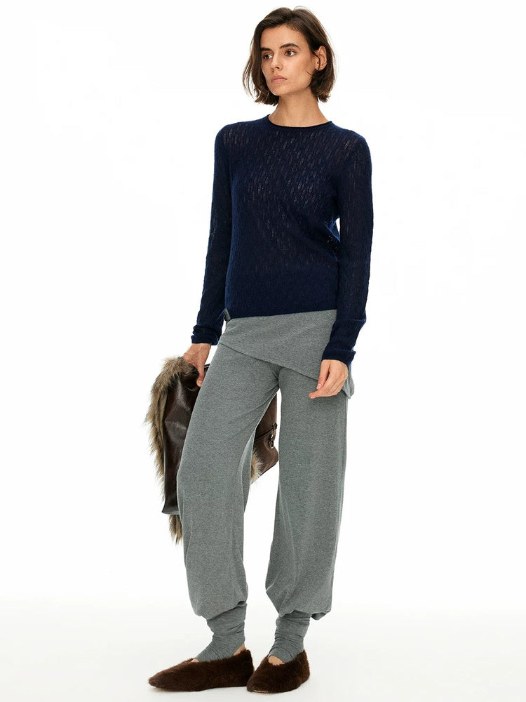 D.PERCENT Layered Knit Pants with Leg Warmers