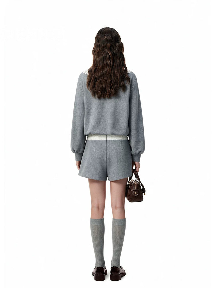 SHROENRO Double-Layer Ruffle Shorts