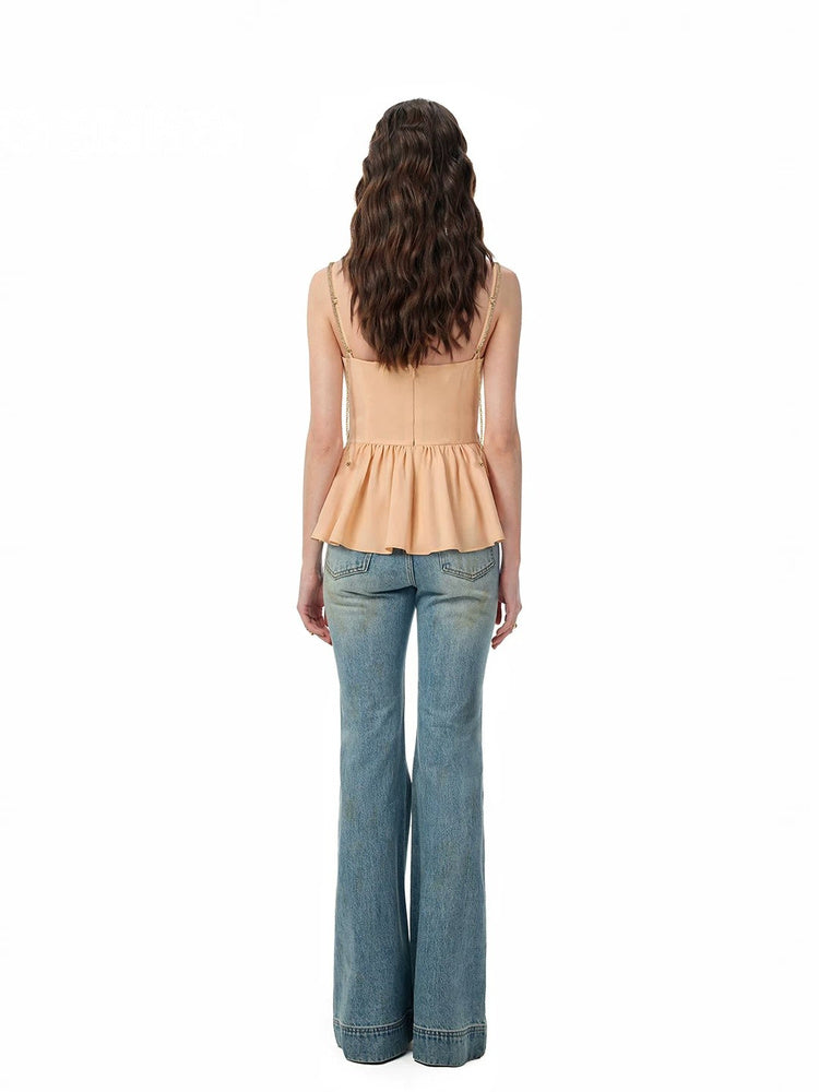 SHROENRO Lace-Panel Fitted Camisole Top
