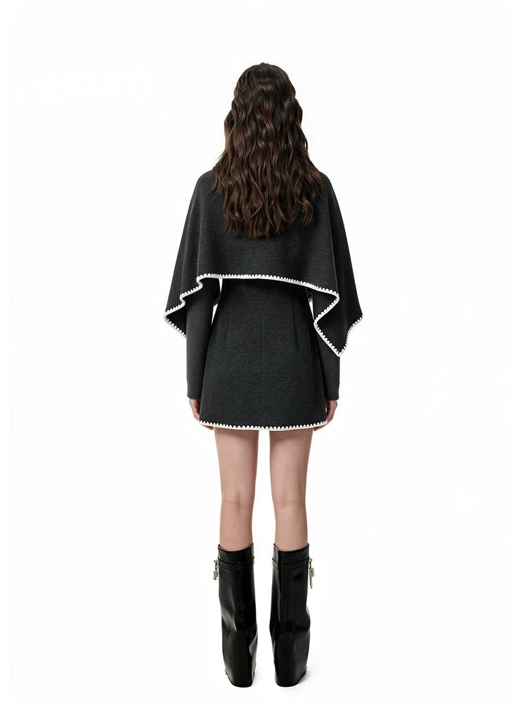 SHROENRO Cape-Layered Mini Dress