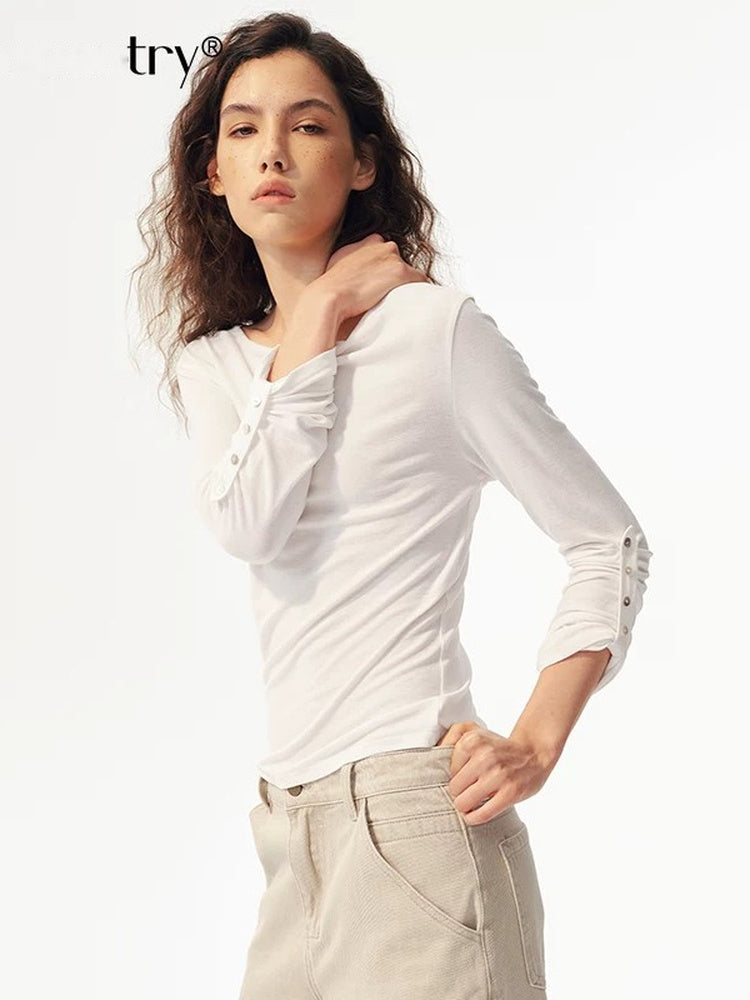 2AM POETRY Draped V-Neck Long-Sleeve Top