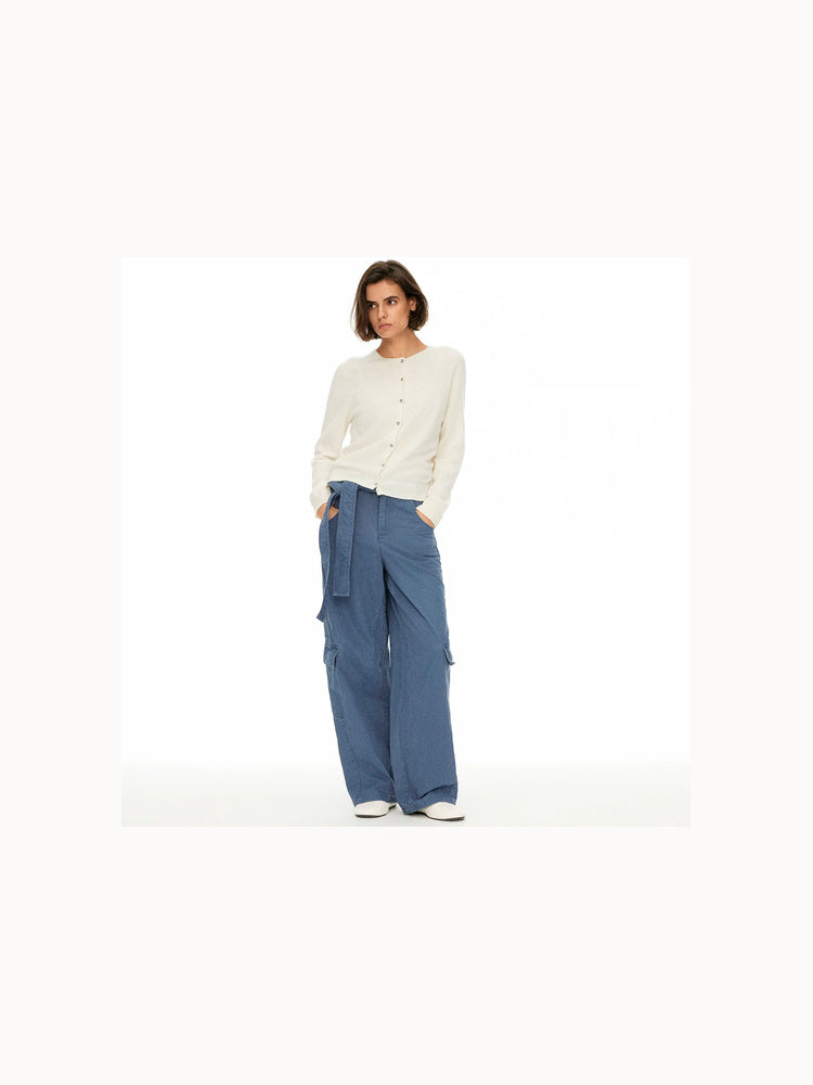 D.PERCENT Belted Wide-Leg Cargo Pants