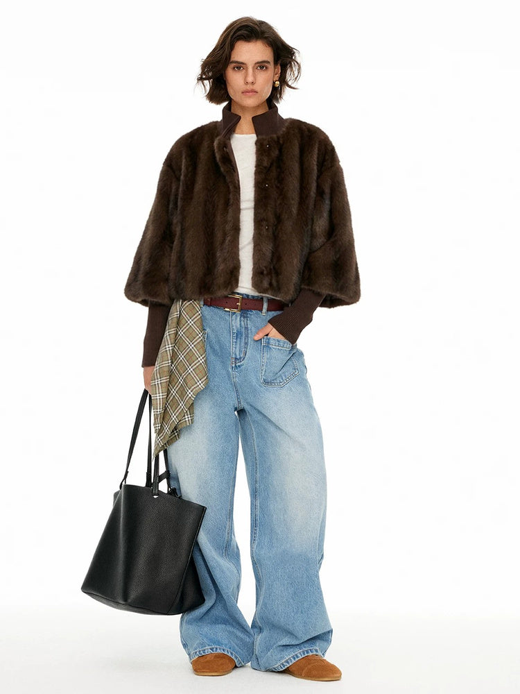 D.PERCENT Faux Fur Cropped Jacket