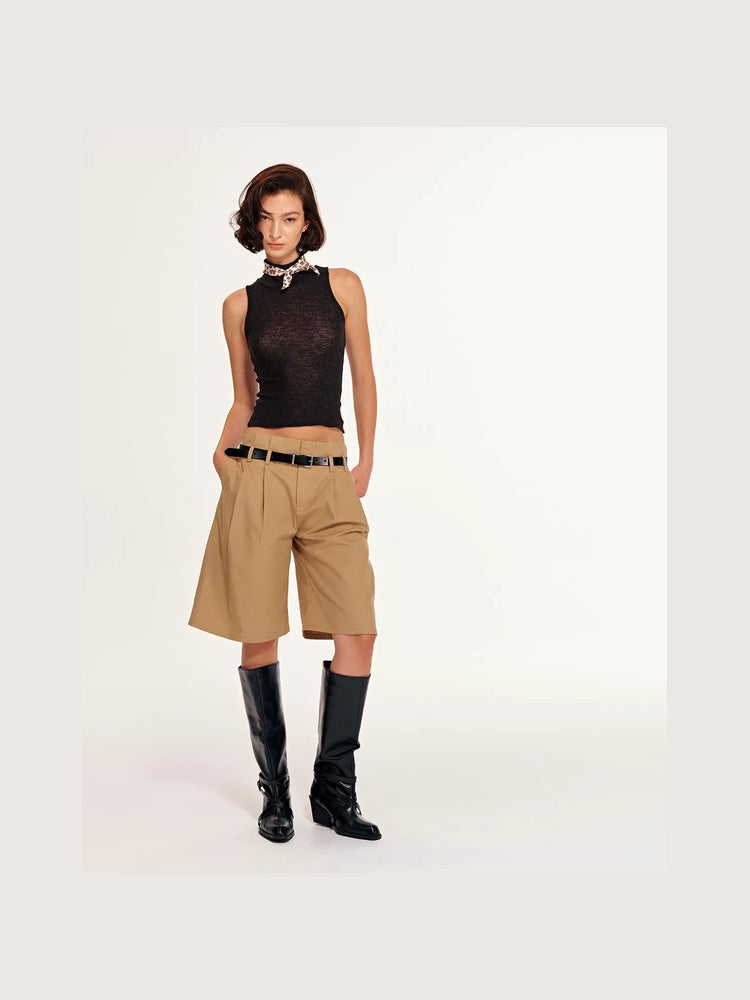2AM POETRY Belted Wide-Leg Bermuda Shorts