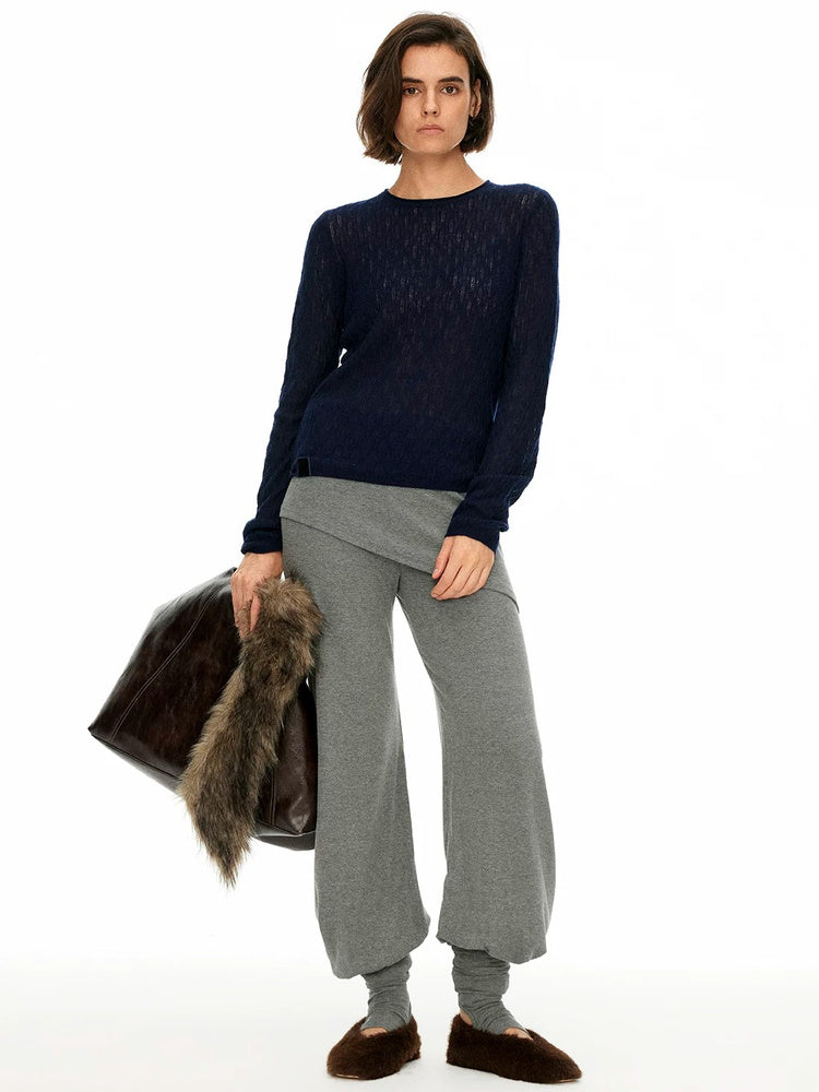 D.PERCENT Sheer Knit Long-Sleeve Top