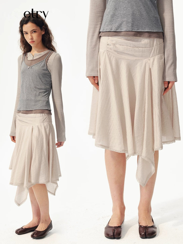 2AM POETRY Asymmetric Handkerchief-Hem Midi Skirt