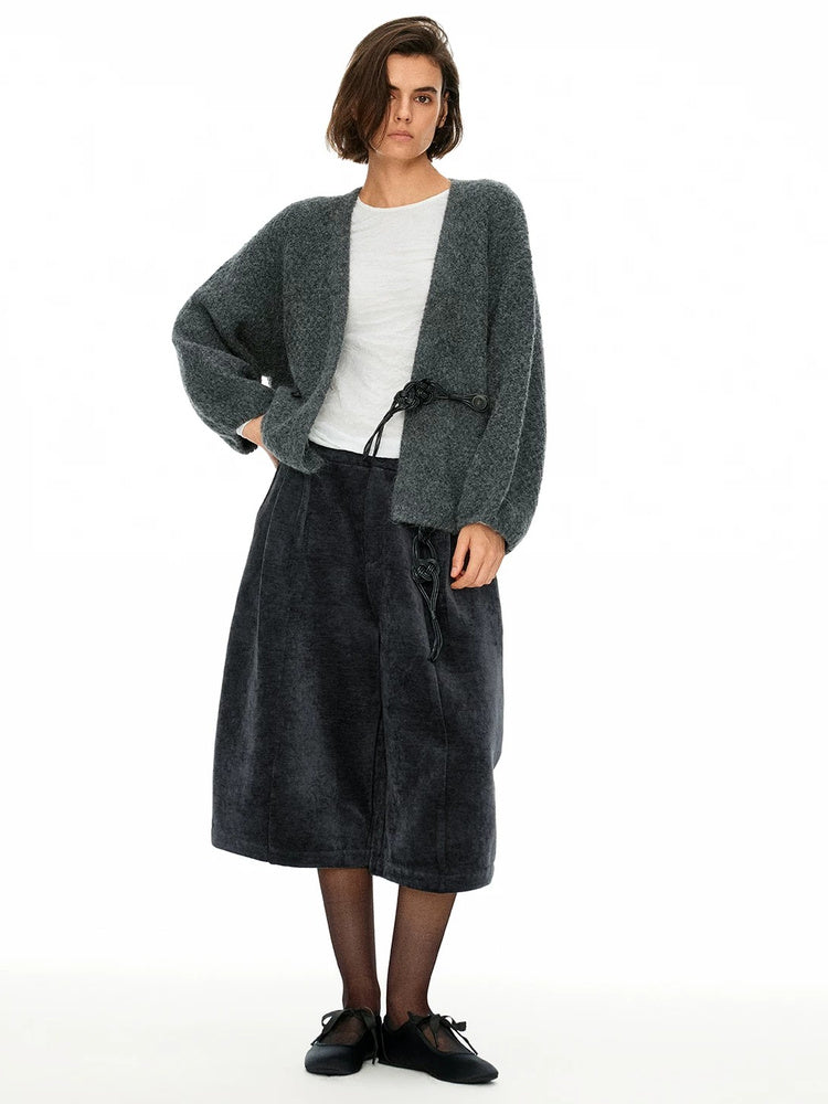 D.PERCENT Boucle Tie-Front Cardigan