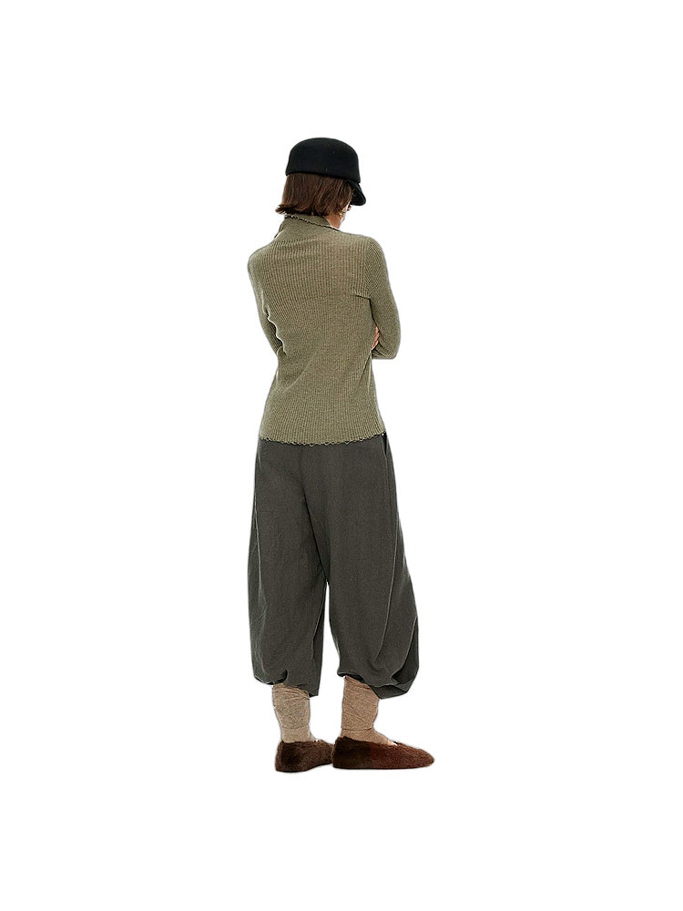 D.PERCENT Ribbed Button Cardigan