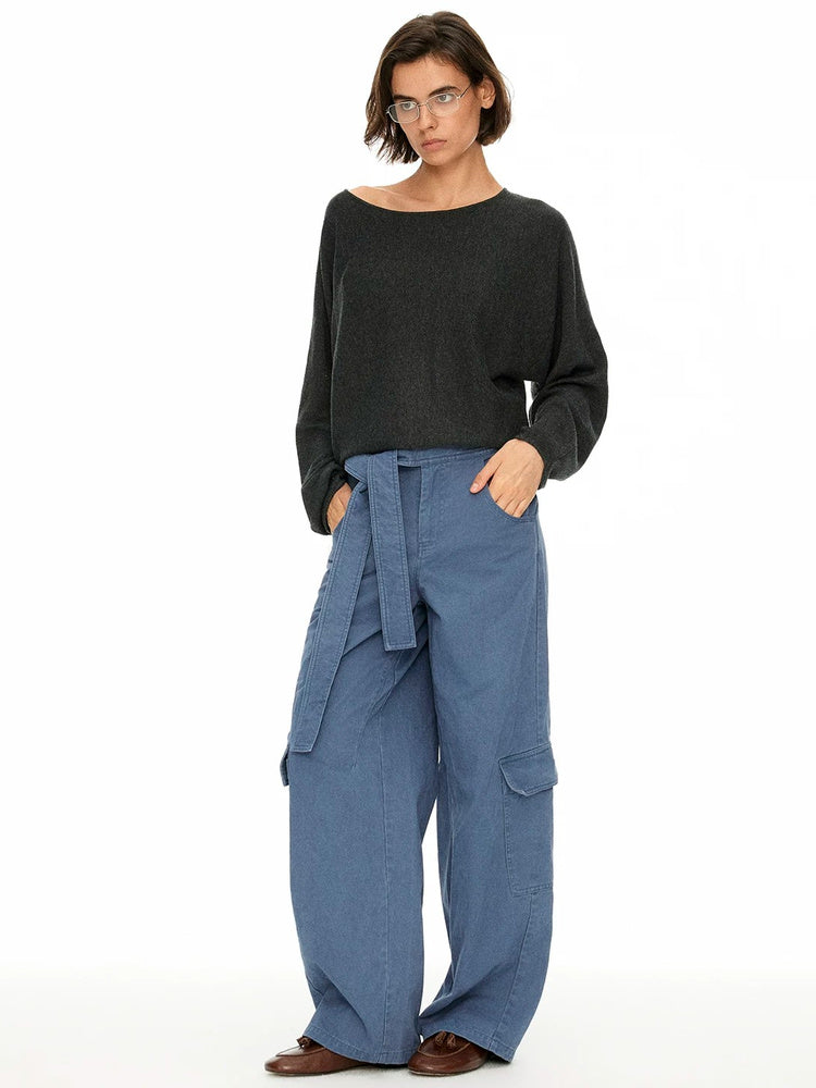 D.PERCENT Asymmetric Off-Shoulder Knit Top
