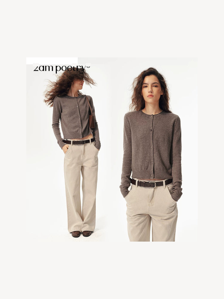2AM POETRY Fine-Knit Button Cardigan