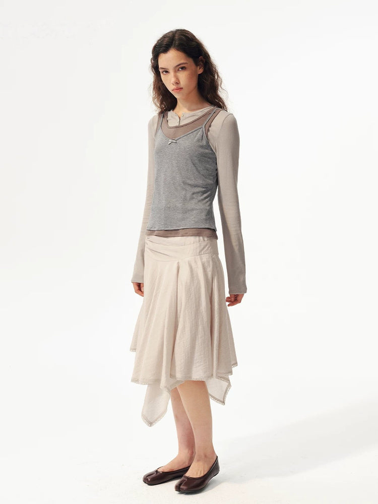 2AM POETRY Asymmetric Handkerchief-Hem Midi Skirt