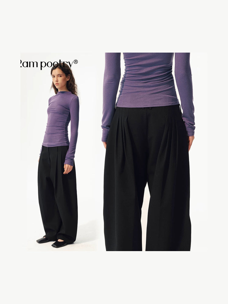 2AM POETRY Sheer Drape Long-Sleeve Top