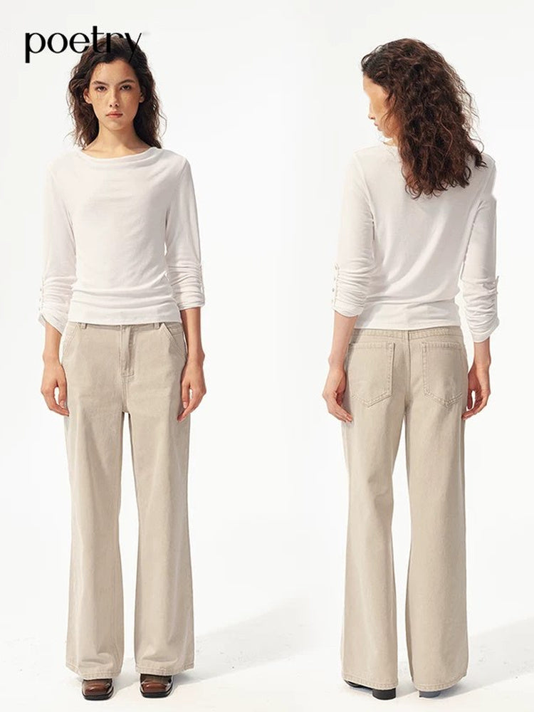 2AM POETRY Draped V-Neck Long-Sleeve Top
