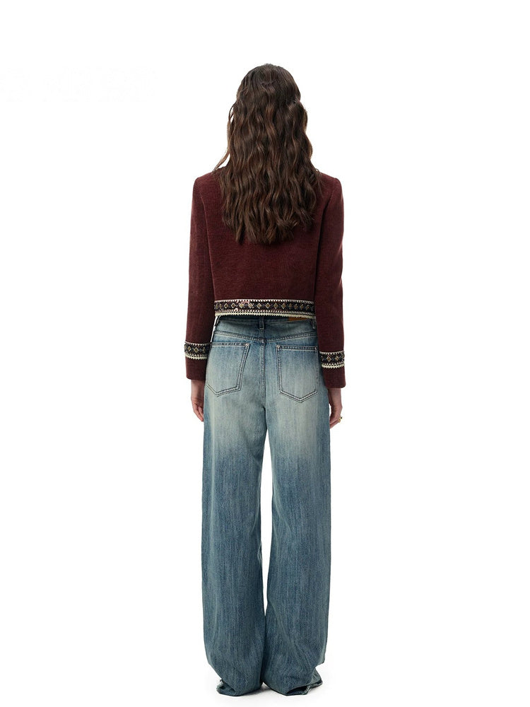 SHROENRO Embellished Trim Cropped Jacket