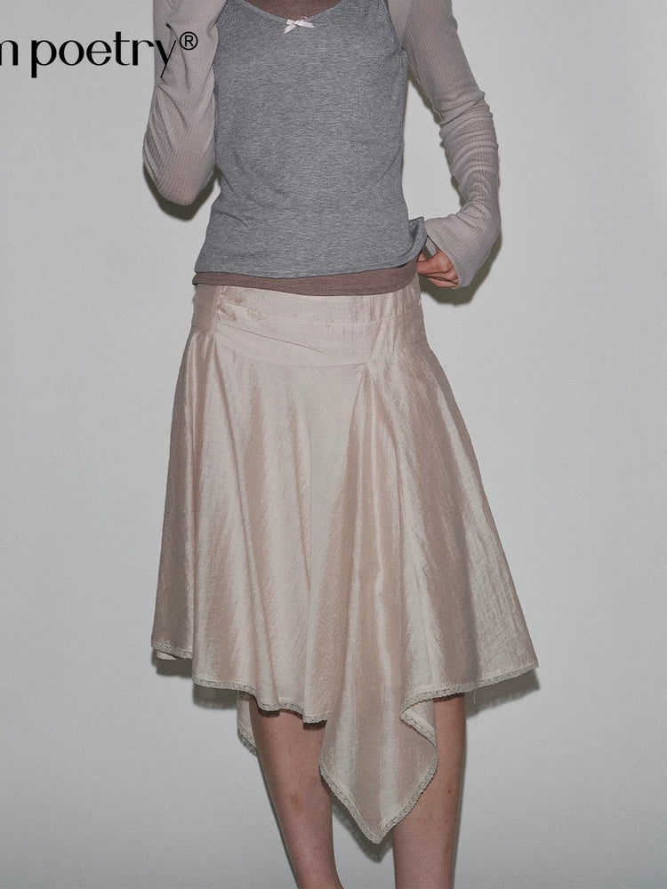 2AM POETRY Asymmetric Handkerchief-Hem Midi Skirt