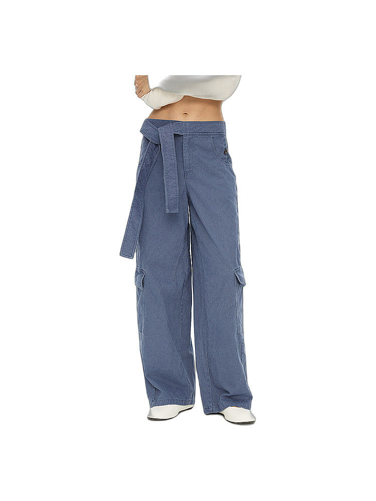 D.PERCENT Belted Wide-Leg Cargo Pants