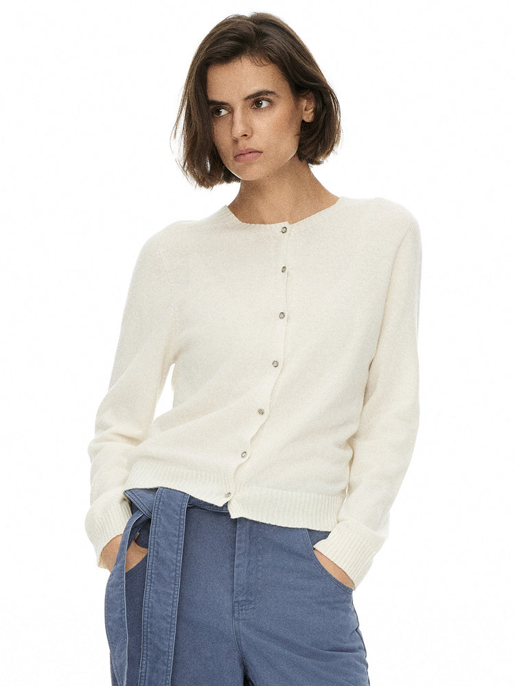 D.PERCENT Fine-Knit Button Cardigan