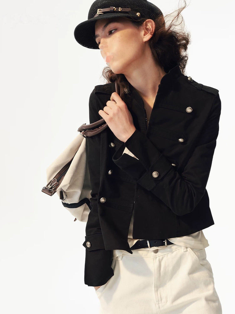 2AM POETRY Cropped Military Jacket