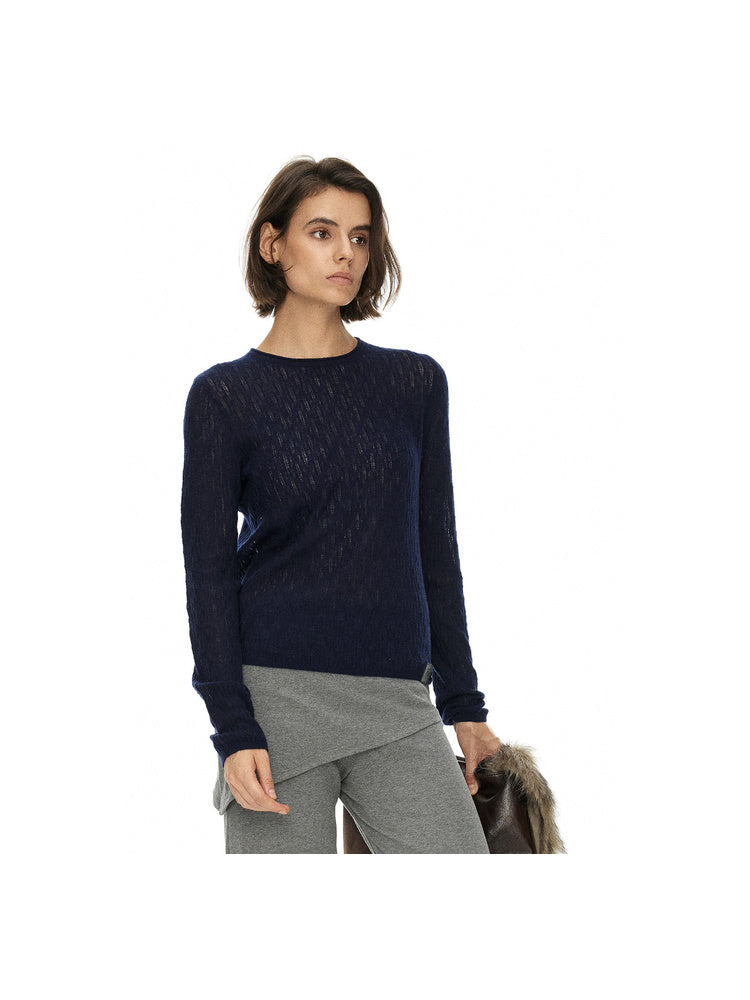 D.PERCENT Sheer Knit Long-Sleeve Top