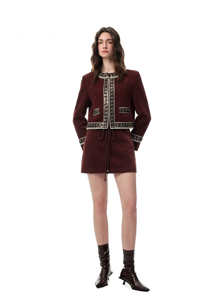 SHROENRO Embellished Trim Cropped Jacket