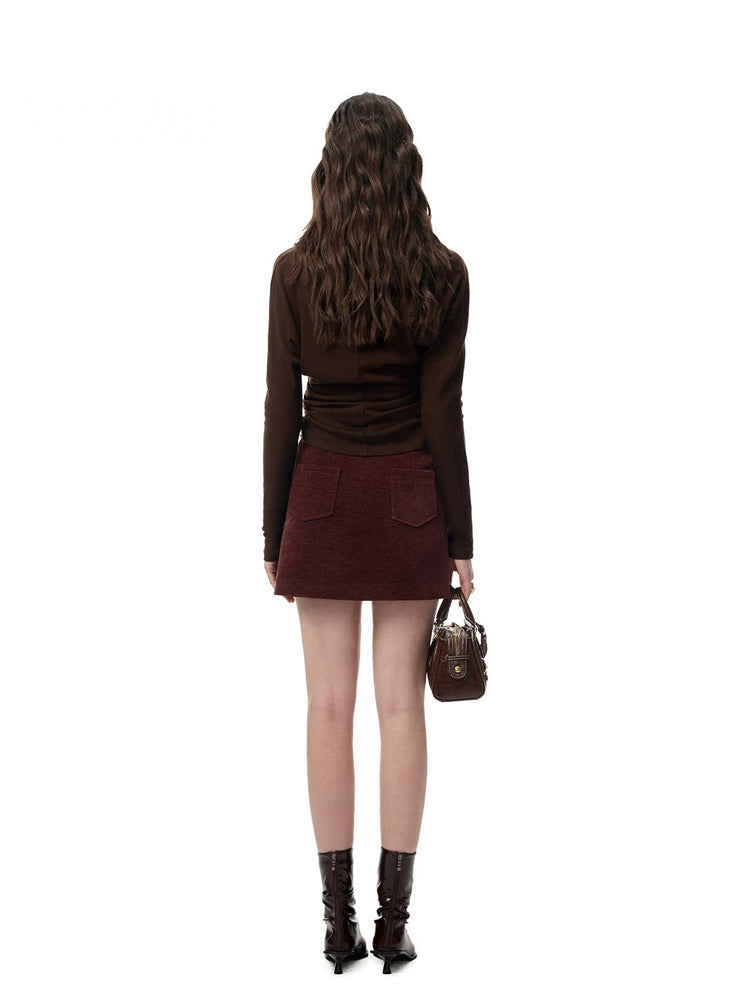 SHROENRO Lace-Trim High-Waisted A-Line Mini Skirt