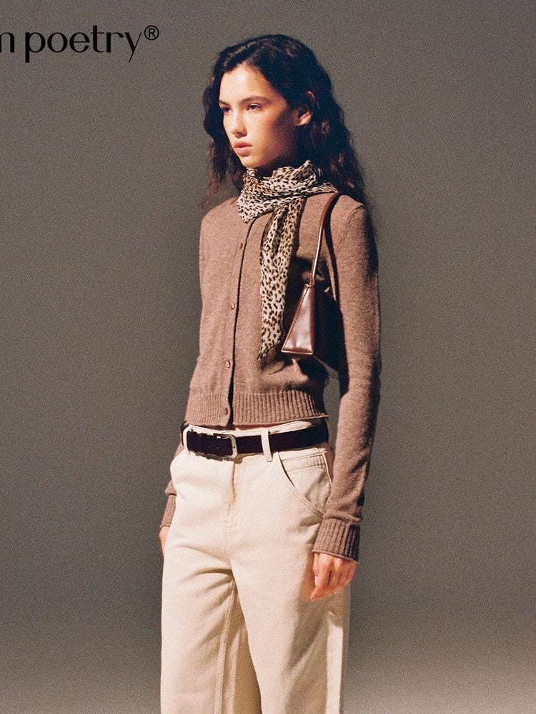 2AM POETRY Fine-Knit Button Cardigan