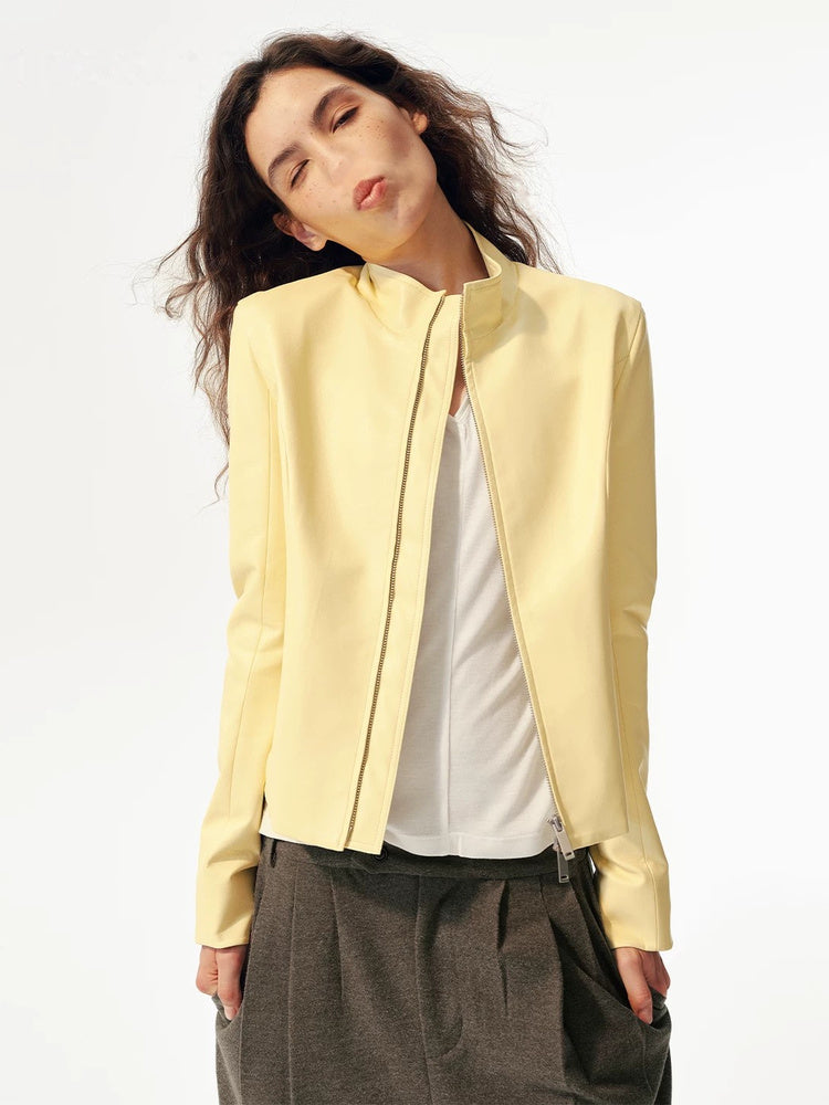 2AM POETRY Zip-Front Leather Jacket