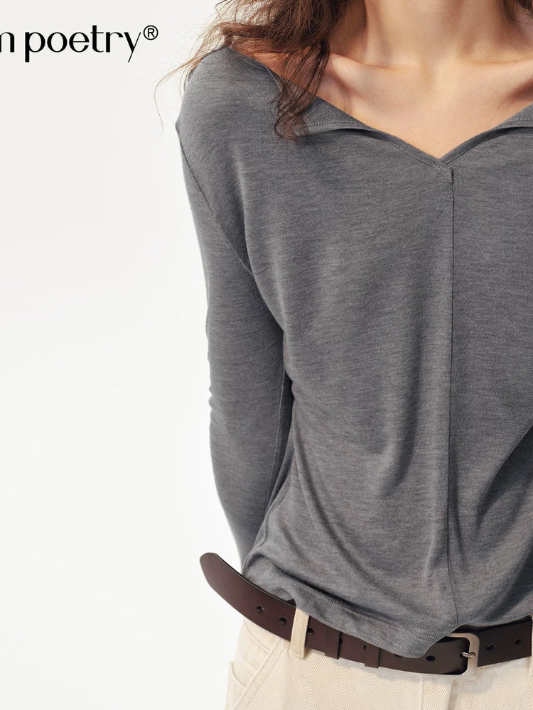 2AM POETRY Ribbed Asymmetric Long-Sleeve Top