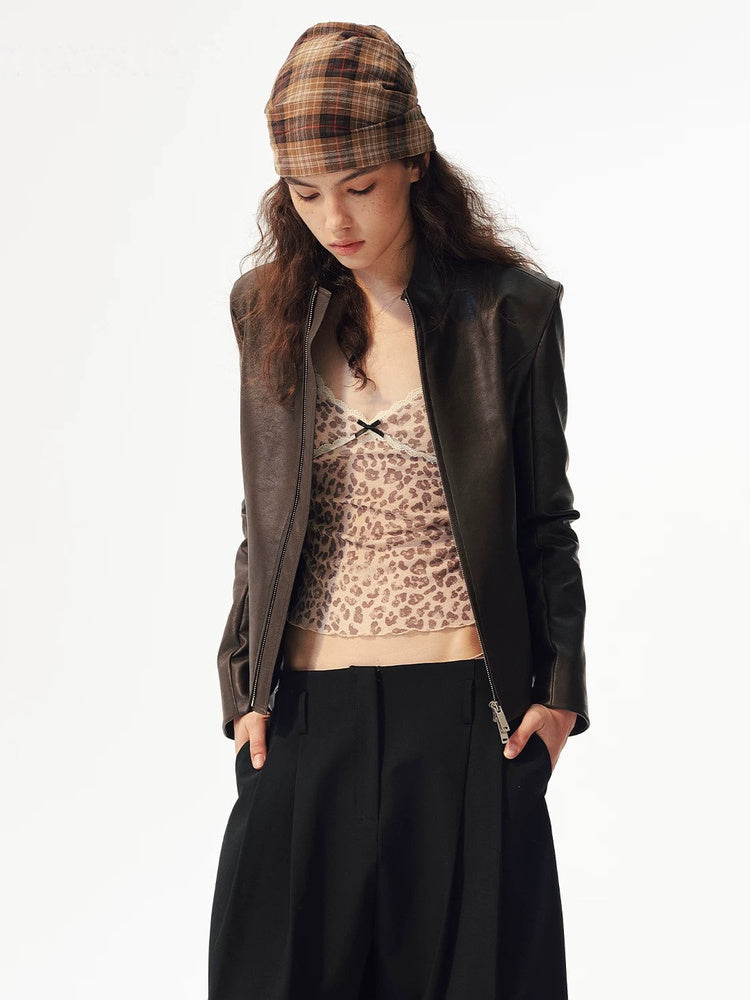 2AM POETRY Zip-Front Leather Jacket