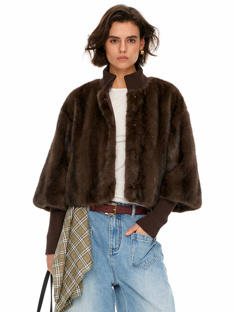D.PERCENT Faux Fur Cropped Jacket