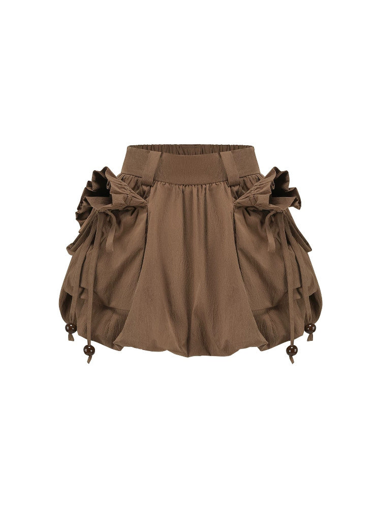 SHROENRO Cargo Bubble Mini Skirt