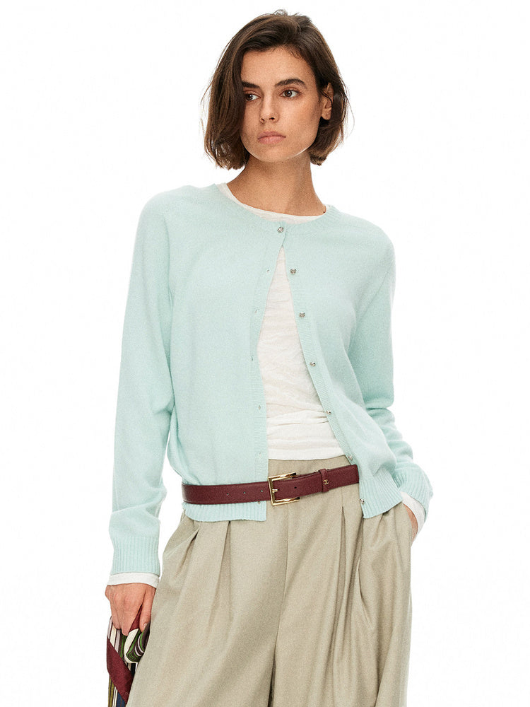 D.PERCENT Fine-Knit Button Cardigan