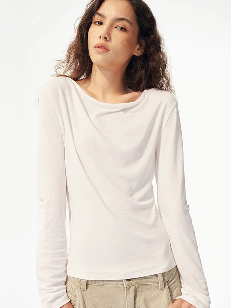 2AM POETRY Draped V-Neck Long-Sleeve Top