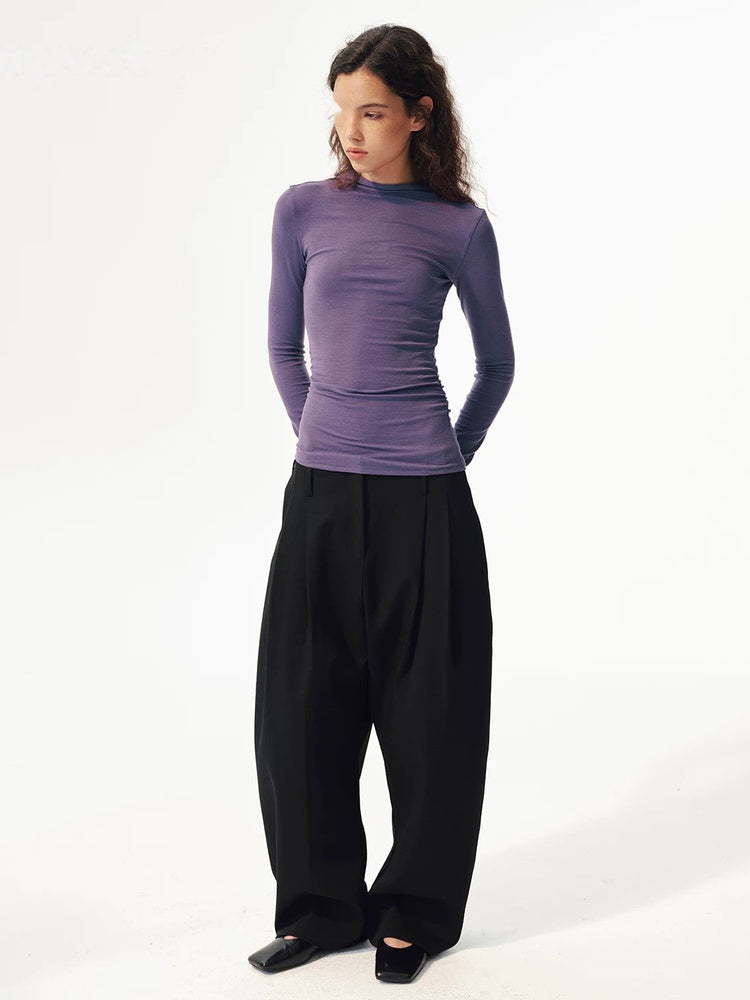 2AM POETRY Sheer Drape Long-Sleeve Top
