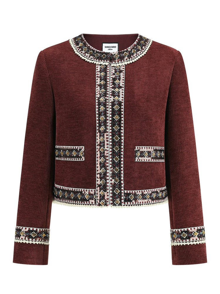 SHROENRO Embellished Trim Cropped Jacket