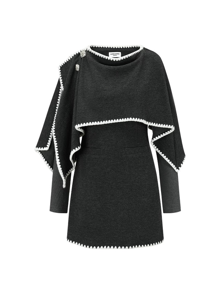 SHROENRO Cape-Layered Mini Dress