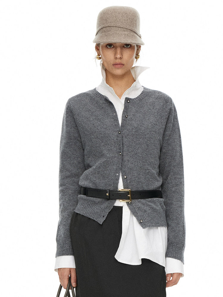 D.PERCENT Fine-Knit Button Cardigan