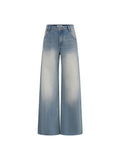 SHROENRO Embroidered Denim-Look Wide-Leg Jeans