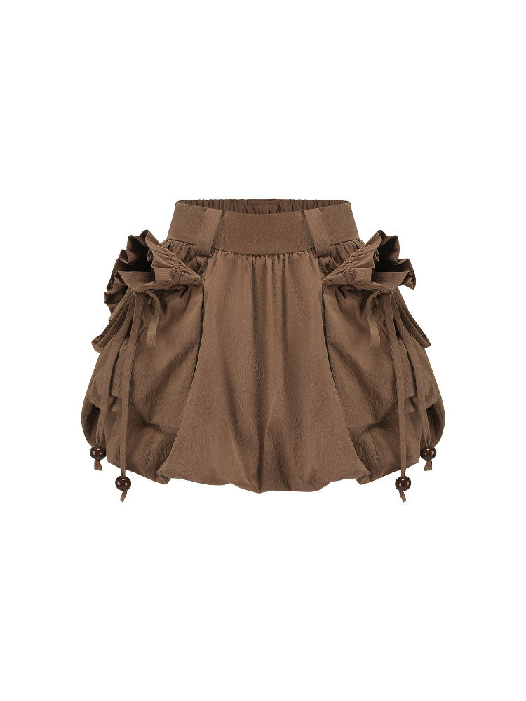 SHROENRO Cargo Bubble Mini Skirt