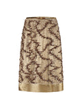 SHROENRO Embellished Lace-Layered Midi Skirt