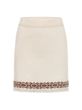 SHROENRO Jacquard Fringe Knit Mini Skirt