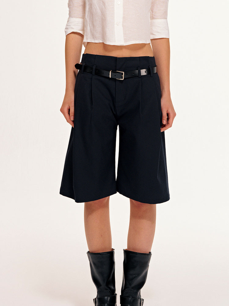 2AM POETRY Belted Wide-Leg Bermuda Shorts