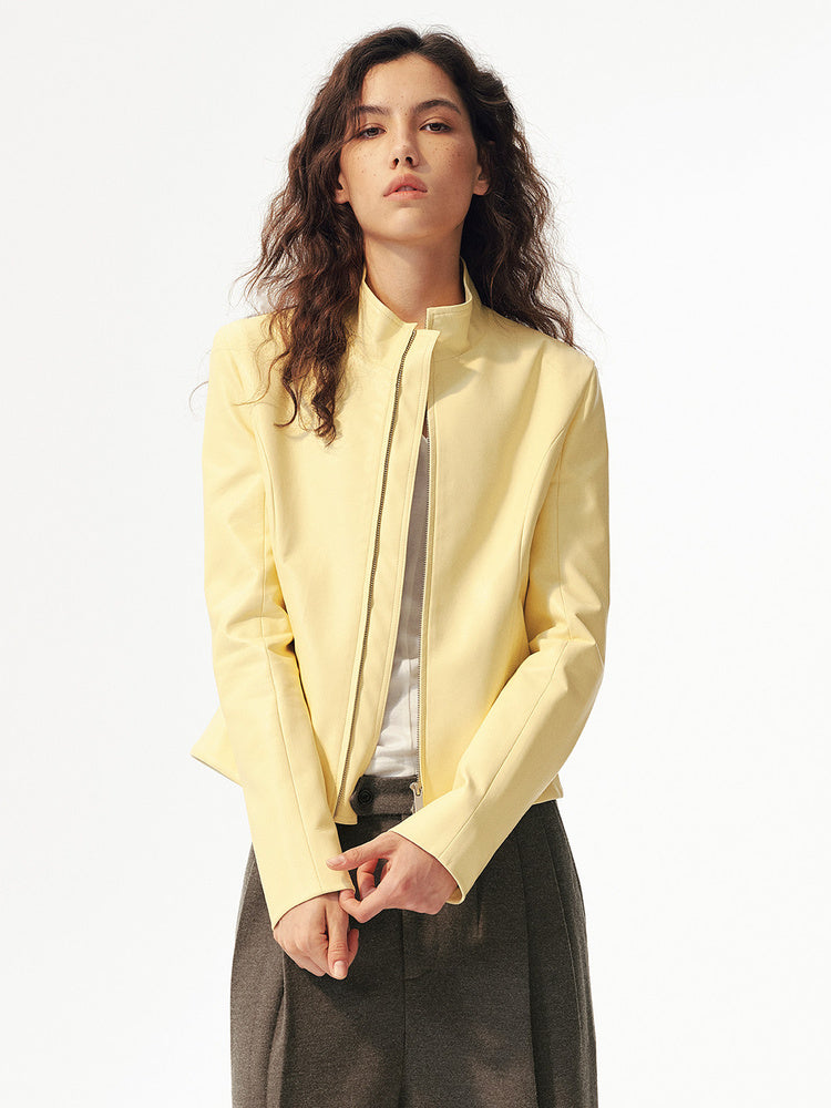 2AM POETRY Zip-Front Leather Jacket