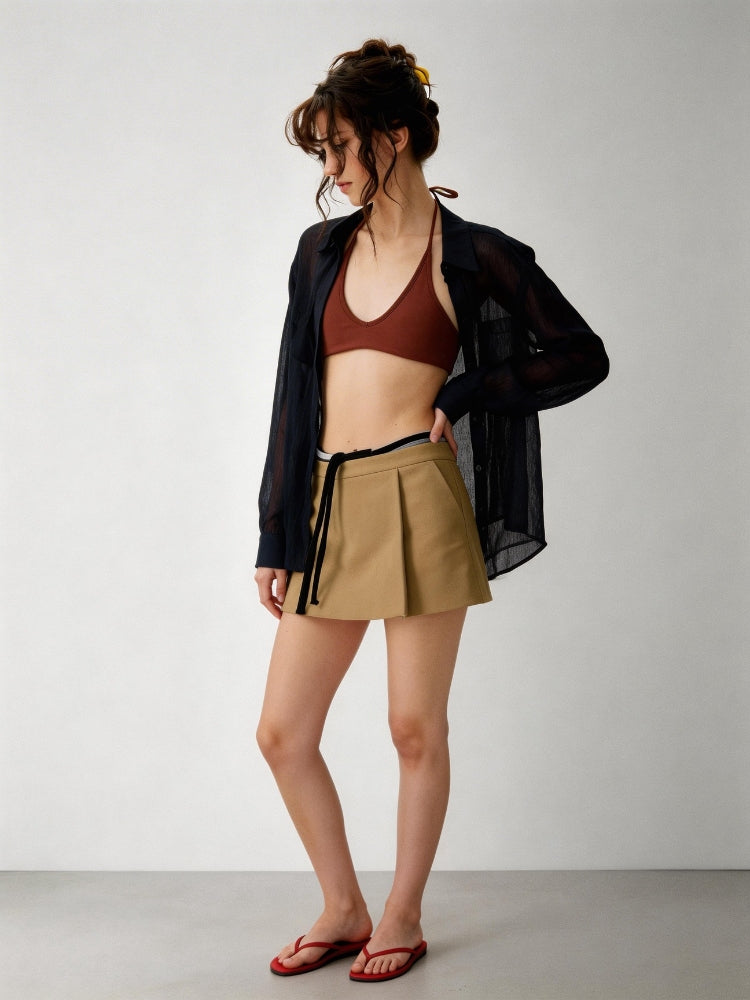 2AM POETRY Retro Skirt-Pants: Modest A-Line Skirt with Classic Side Slit and Low-Rise Mini Skirt-Pants